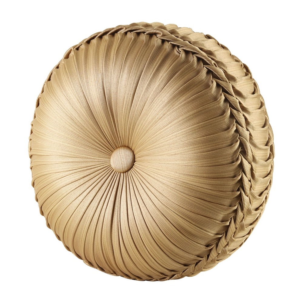 J. QUEEN NEW YORK NAPOLEON TUFTED ROUND DECORATIVE THROW PILLOW 15"-NWT